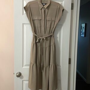 DKNY tan shirt dress